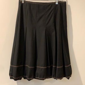 Lilibleu Black Pleated Skirt with Tan Stitching
